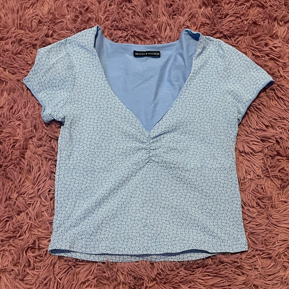 baby blue floral brandy melville tee